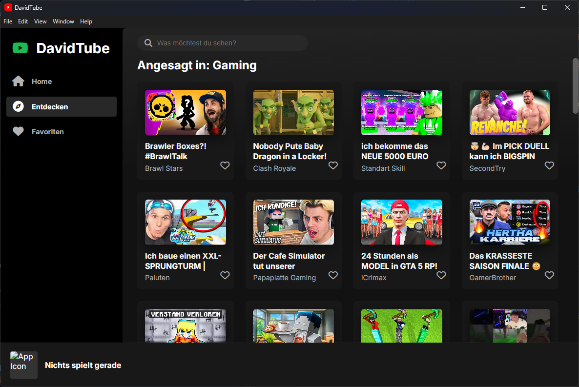 Gaming-Ansicht